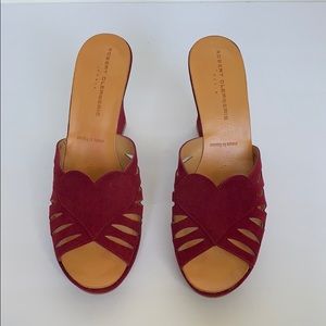 ROBERT CLERGERIE Red Heart Suede Platforms